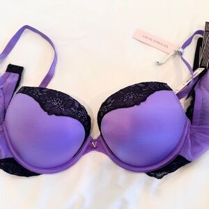 New Very Sexy Victoria's Secret Purple and Black Lace Bra Full-Coverage
